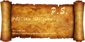 Pálka Sándor névjegykártya